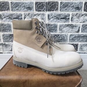 Timberland Men's Gray/ Tan Leather Boots Size 12M